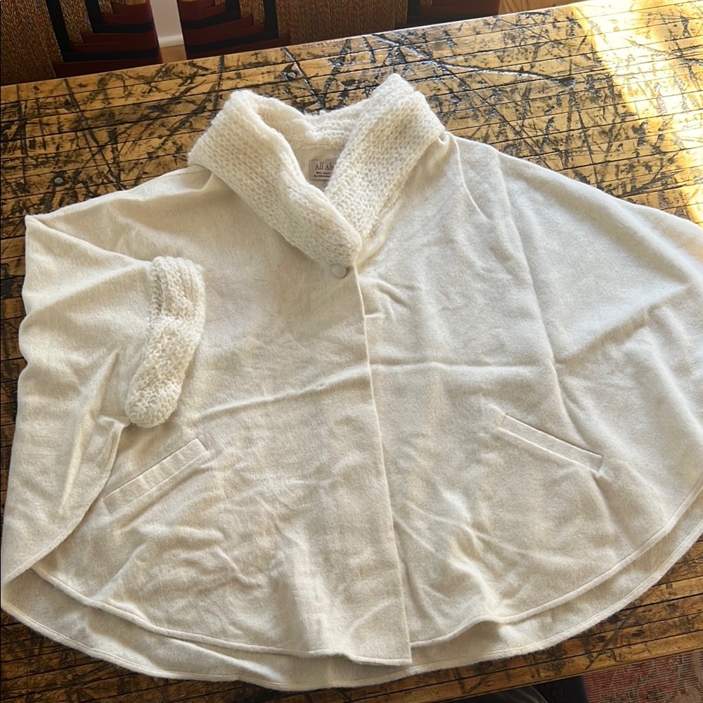Alpaca Ivory Knit Poncho